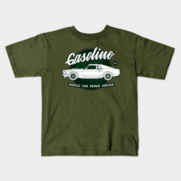 Gasoline Muscle Car Repair Service Kids T-Shirt by Drumsartco